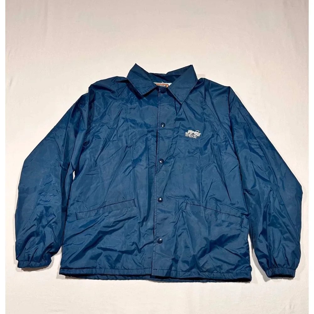 Vintage SMP Clothing Coach Jacket Mens Medium Blue Nylon Skate Windbreaker USA